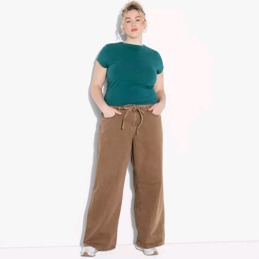 NWT Brown Low - Rise Baggy Jeans Size 24